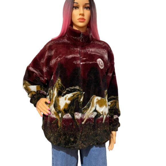 Vintage Mazmania Horse Fleece Jacket Medium - Picture 13 of 16